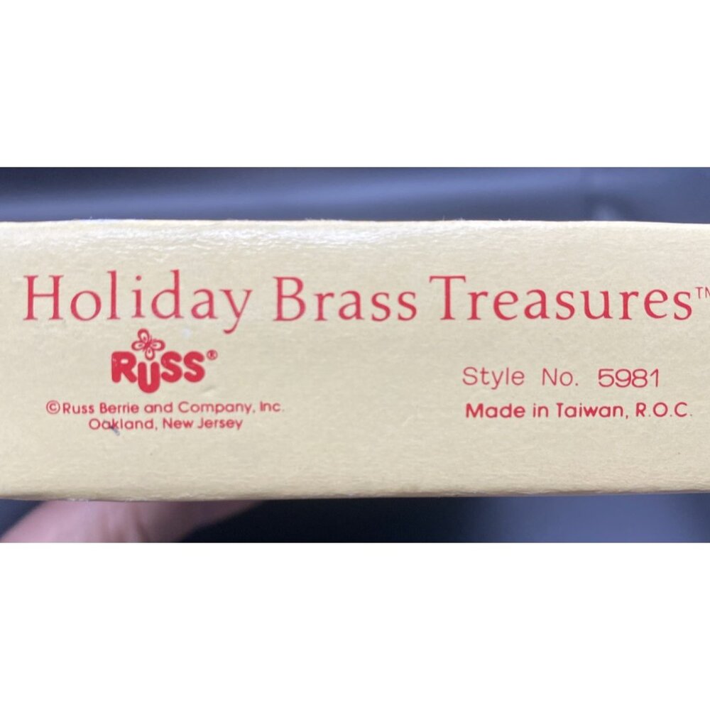 Russ Berrie 1986 Gold Tone Train Ornament Box Vintage Christmas Locomotive - Picture 3 of 7